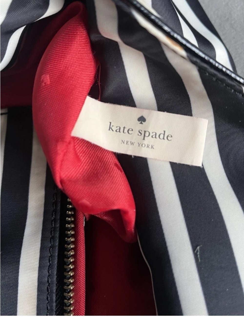 kate spade Black & White Striped Bow Handbag/Tote - Picture 14 of 16